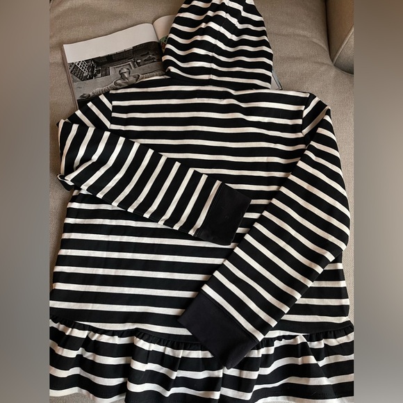 New Kate Spade Broome Street Striped Hooded Sweatshirt In Black/White Size L - Picture 9 of 11